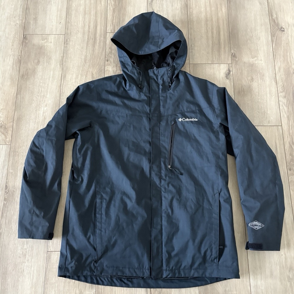 Columbia Interchange Jacket Large Omni-Tech Waterproof Hooded Double Zip
